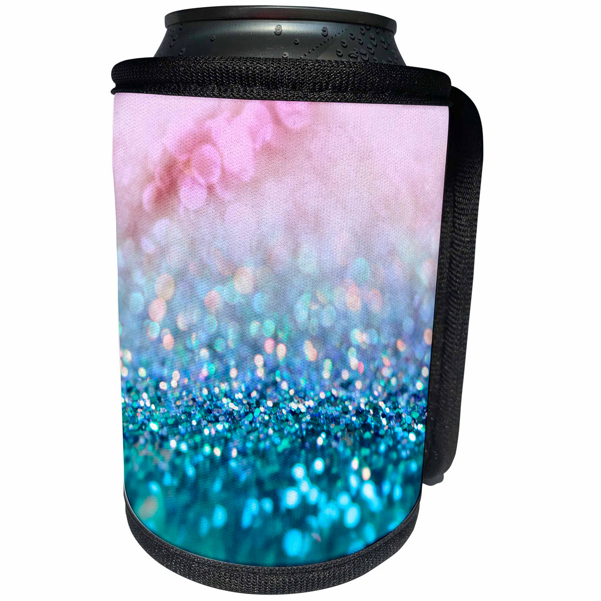 3dRose Uta Naumann Faux Glitter Pattern - Sparkling Teal Blue Luxury Shine Girly Elegant Mermaid Glitter - Can Cooler Bottle Wrap (cc_272847)