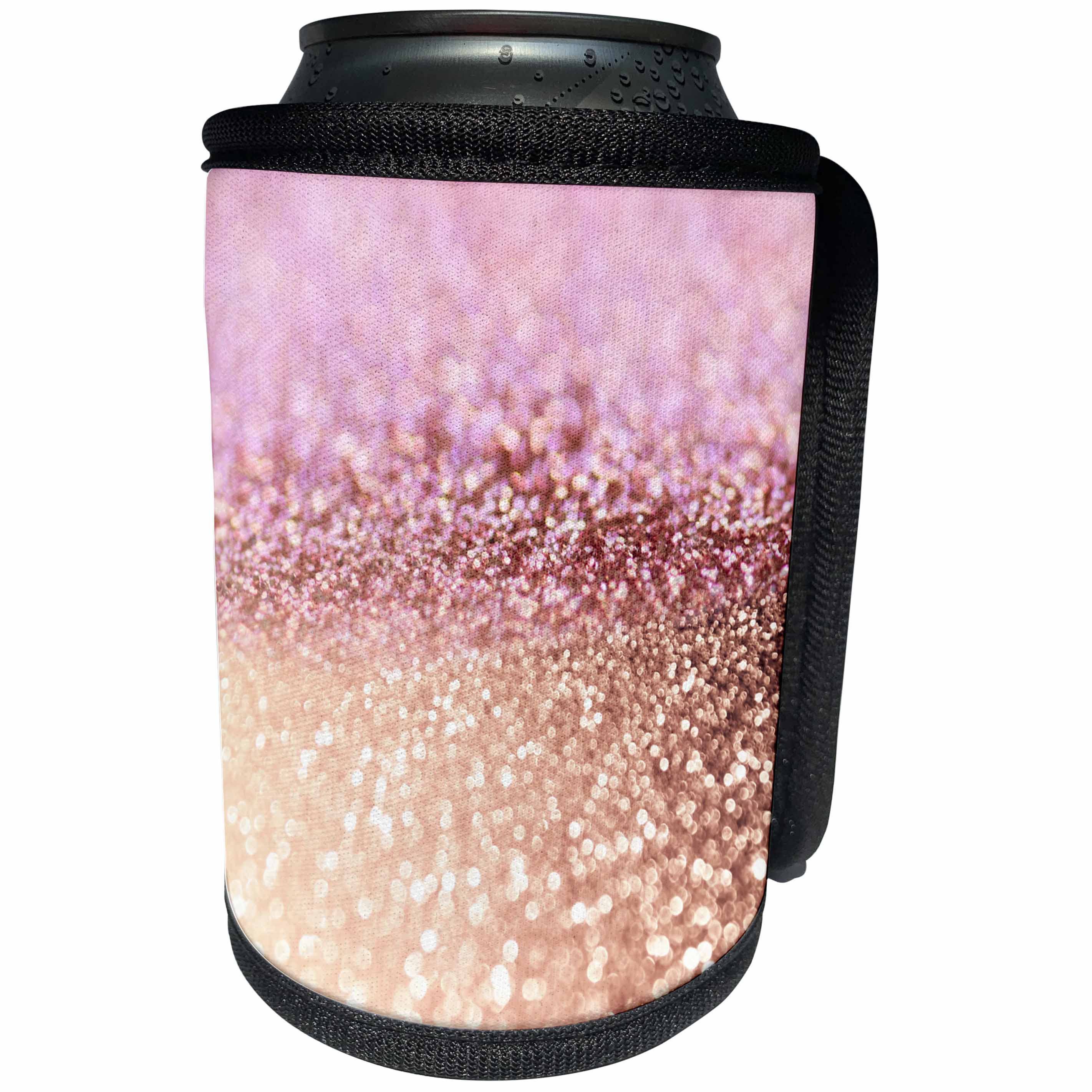 3dRose Uta Naumann Faux Glitter Pattern - Sparkling Rose Gold Pink Luxury Shine Girly Elegant Mermaid Glitter - Can Cooler Bottle Wrap (cc_272849)