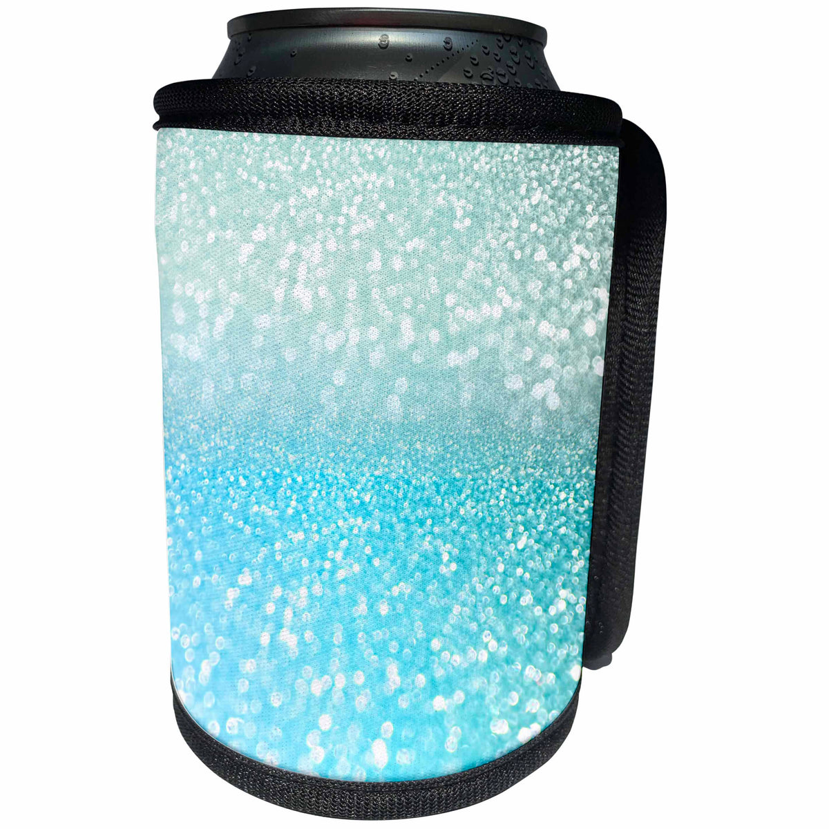 3dRose Uta Naumann Faux Glitter Pattern - Sparkling Teal Blue Luxury Shine Girly Elegant Mermaid Glitter - Can Cooler Bottle Wrap (cc_272850)
