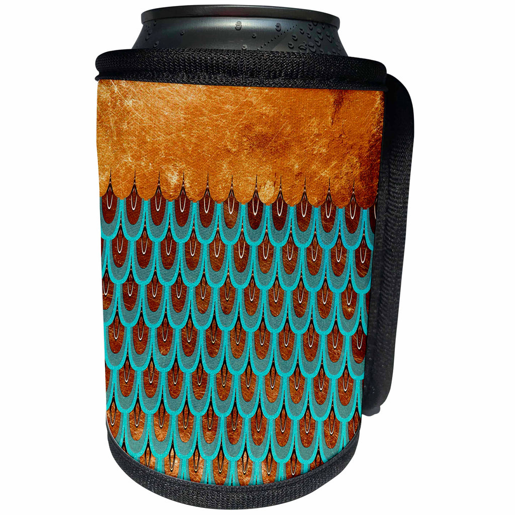3dRose Uta Naumann Faux Glitter Pattern - Sparkling Teal Luxury Elegant Girly Trendy Mermaid Scales Glitter - Can Cooler Bottle Wrap (cc_272851)