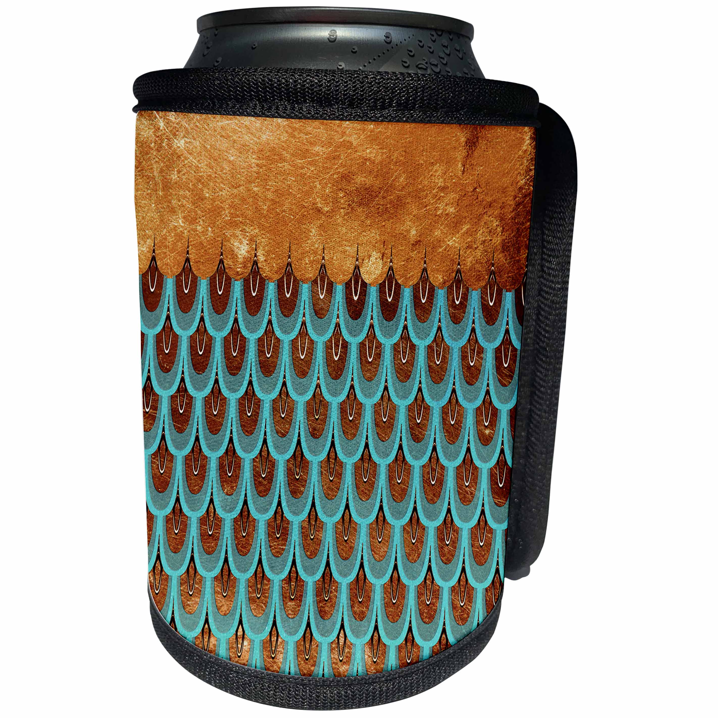 3dRose Uta Naumann Faux Glitter Pattern - Sparkling Teal Luxury Elegant Girly Trendy Mermaid Scales Glitter - Can Cooler Bottle Wrap (cc_272851)