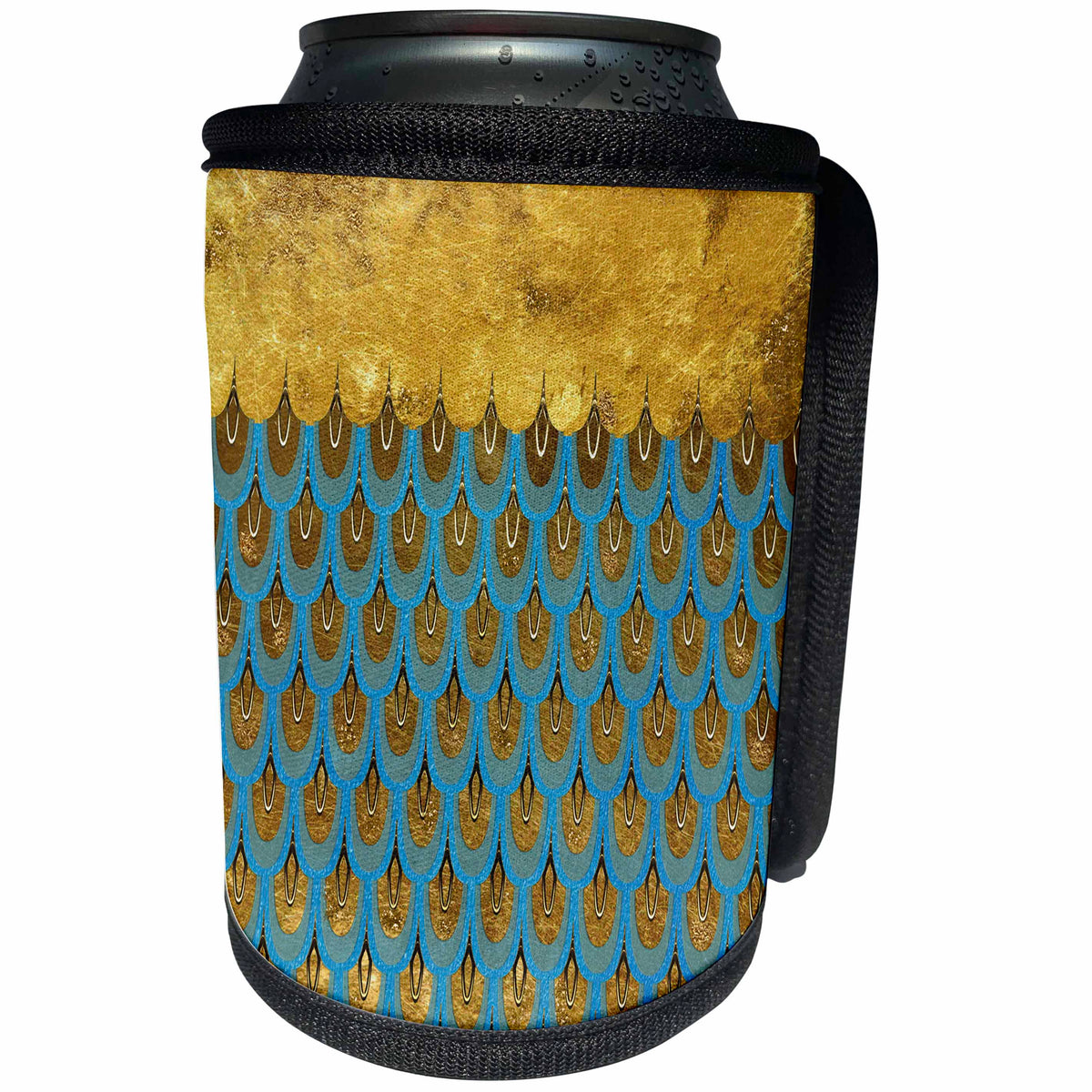 3dRose Uta Naumann Faux Glitter Pattern - Sparkling Blue Luxury Elegant Girly Trendy Mermaid Scales Glitter - Can Cooler Bottle Wrap (cc_272852)
