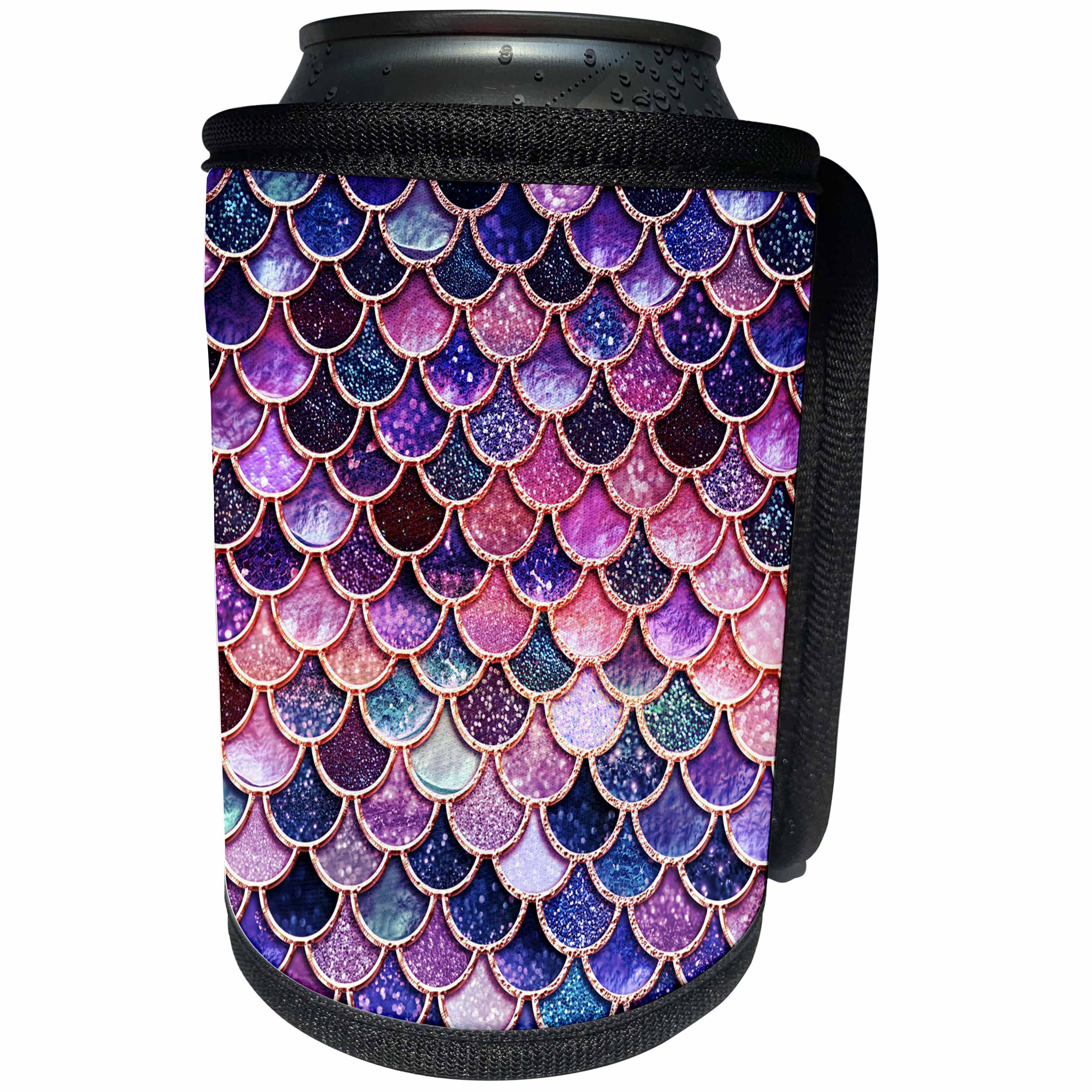 3dRose Uta Naumann Faux Glitter Pattern - Multicolor Girly Trend Pink Luxury Elegant Mermaid Scales Glitter - Can Cooler Bottle Wrap (cc_272859)