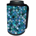 3dRose Uta Naumann Faux Glitter Pattern - Multicolor Girly Trend Blue Luxury Elegant Mermaid Scales Glitter - Can Cooler Bottle Wrap (cc_272861)