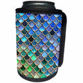 3dRose Uta Naumann Faux Glitter Pattern - Multicolor Girly Trend Blue Elegant Mermaid Scales Glitter - Can Cooler Bottle Wrap (cc_272864)