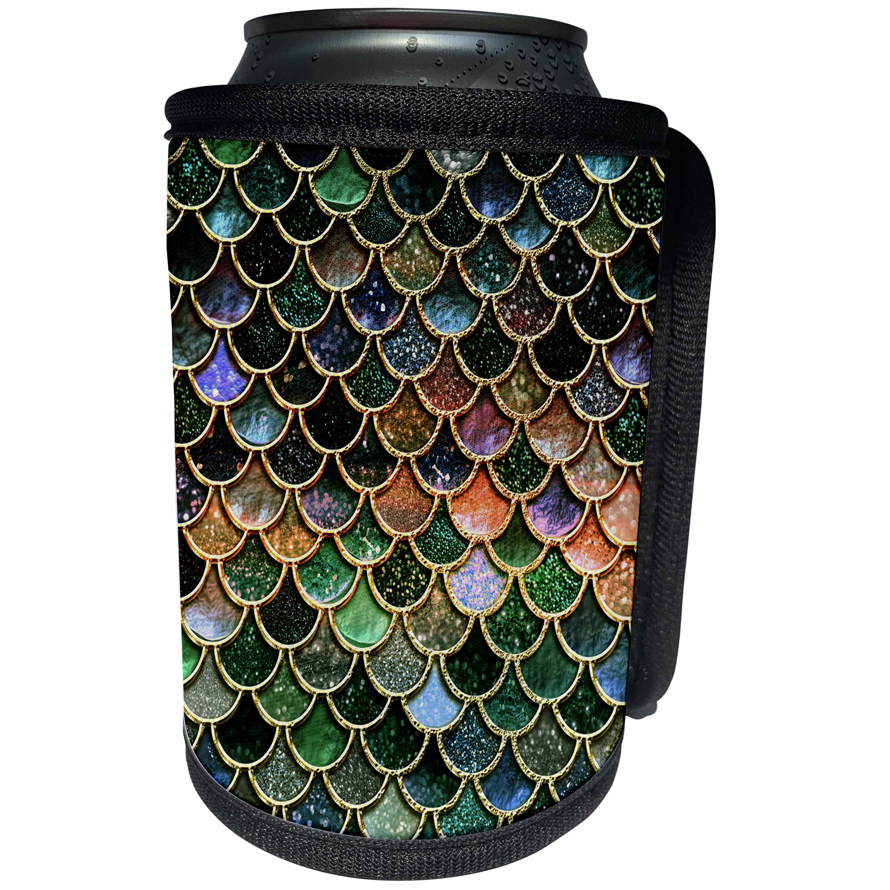 3dRose Uta Naumann Faux Glitter Pattern - Multicolor Girly Trend Pink Elegant Mermaid Scales Glitter - Can Cooler Bottle Wrap (cc_272868)