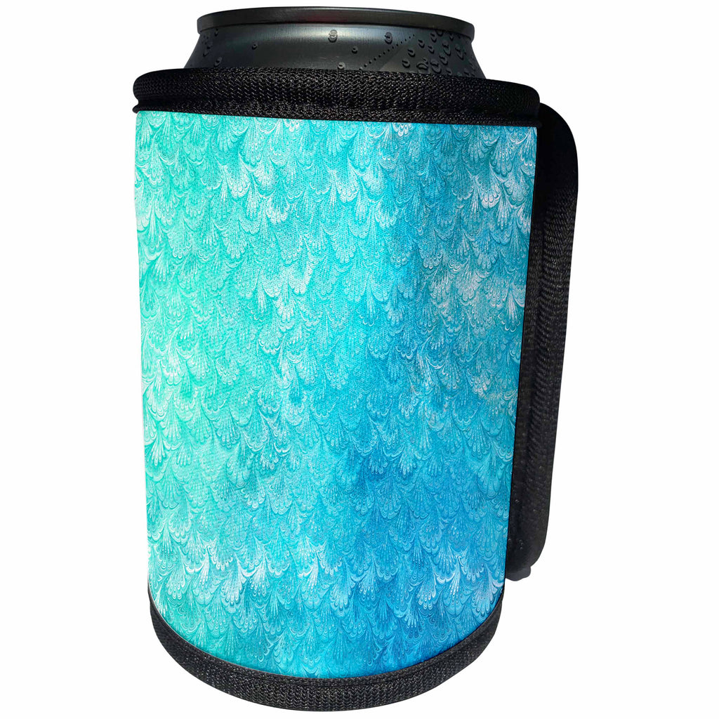 3dRose Uta Naumann Faux Glitter Pattern - Girly Trend Teal Blue Luxury Elegant Mermaid Scales Glitter Glamor - Can Cooler Bottle Wrap (cc_272870)