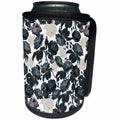 3dRose Uta Naumann Pattern - Floral Scandinavian Boho Flower Glitter Pattern in Black and White - Can Cooler Bottle Wrap (cc_272872)
