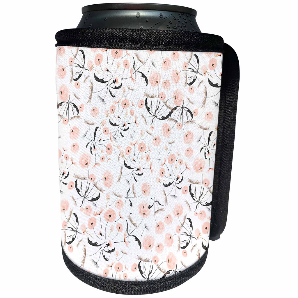 3dRose Uta Naumann Pattern - Luxury Shiny Elegant Rose Gold Dandelion Flower Pattern - Can Cooler Bottle Wrap (cc_272873)