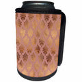 3dRose Uta Naumann Faux Glitter Pattern - Luxury Shiny Elegant Rose Gold Copper Damask Pattern - Can Cooler Bottle Wrap (cc_272876)