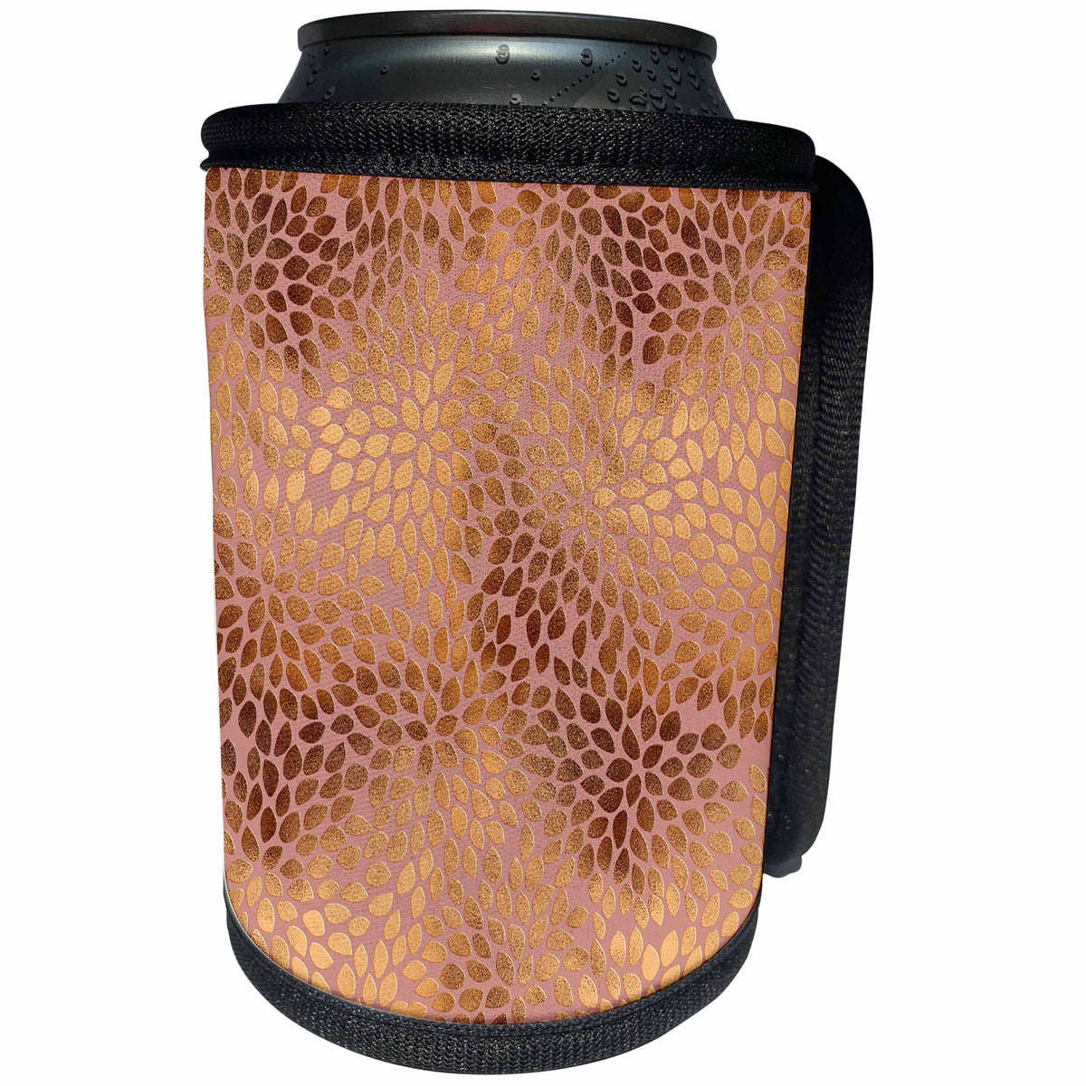 3dRose Uta Naumann Faux Glitter Pattern - Elegant Rose Gold Copper Damask Pattern - Can Cooler Bottle Wrap (cc_272883)