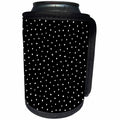 3dRose Uta Naumann Pattern - Cute Girly Trendy Polka Dot Pattern on Black-White Dots - Can Cooler Bottle Wrap (cc_272890)