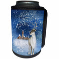 3dRose Uta Naumann Watercolor Illustration Animal - Winter Is In the Air-Christmas Deer with Blossoming Antlers in Winter - Can Cooler Bottle Wrap (cc_272899)