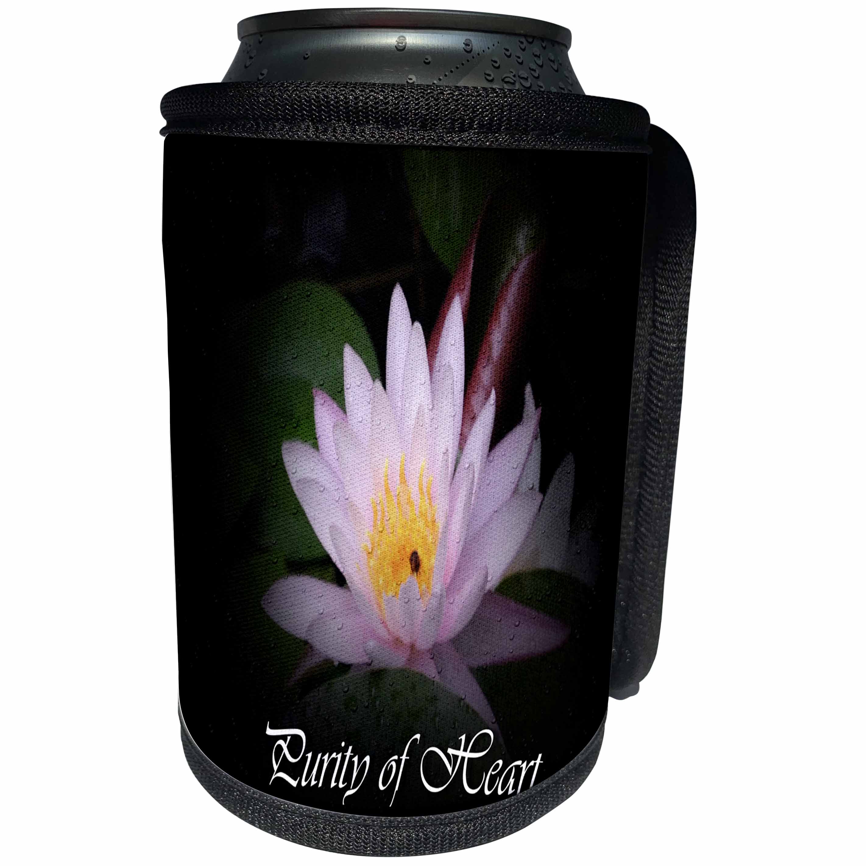 3dRose WhiteOak Photography Inspirational Floral Prints - Purity of Heart Inspirational water lily - Can Cooler Bottle Wrap (cc_27290)