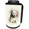 3dRose Uta Naumann Watercolor Illustration Animal - Trendy Cute White Fluffy Animal Dog Watercolor Illustration - Can Cooler Bottle Wrap (cc_272911)