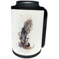 3dRose Uta Naumann Watercolor Illustration Animal - Trendy Cute Grey Fluffy Animal Tiger Cat Watercolor Illustration - Can Cooler Bottle Wrap (cc_272914)
