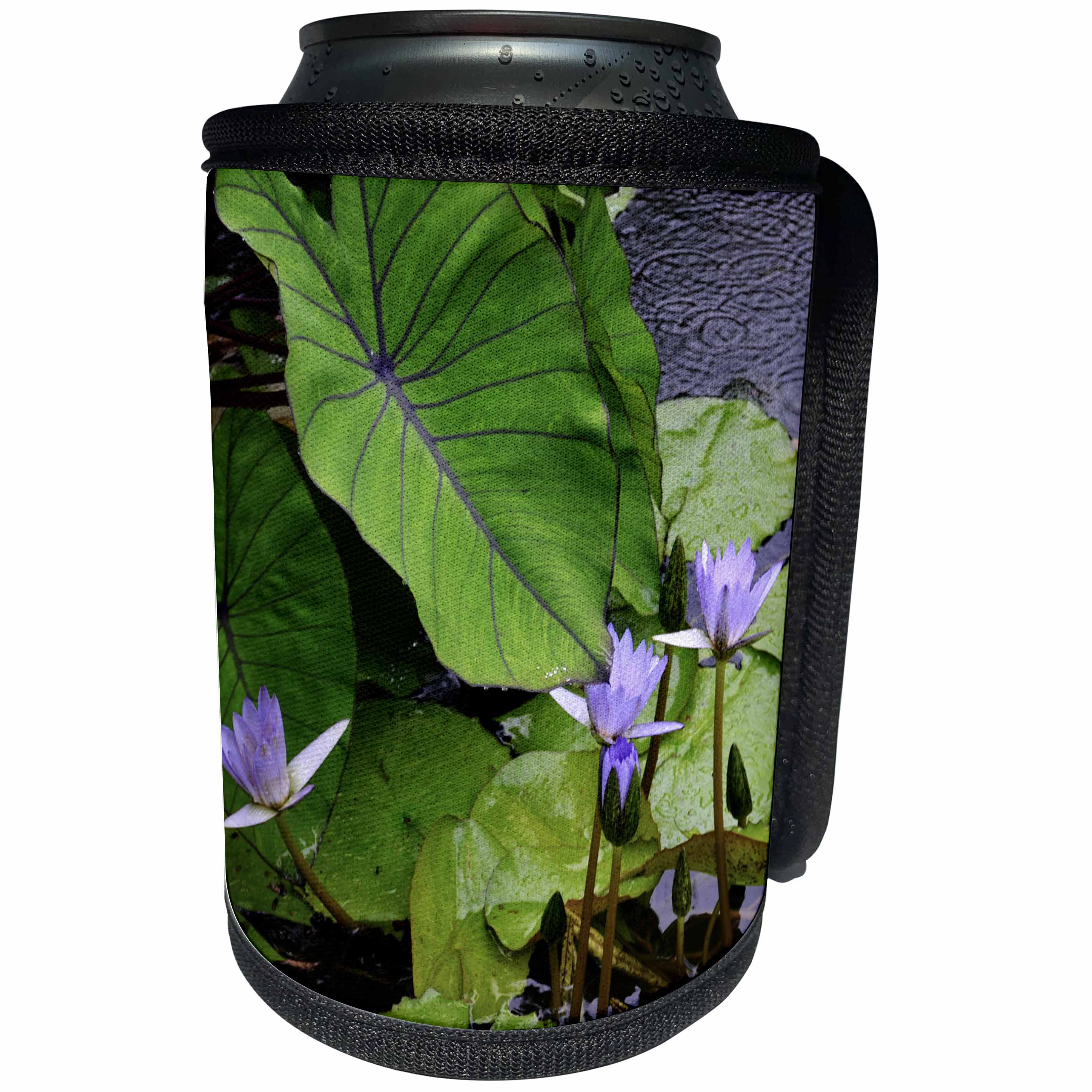 3dRose WhiteOak Photography Floral Prints - Purple Water Lily Purple Water Flowers - Can Cooler Bottle Wrap (cc_27292)