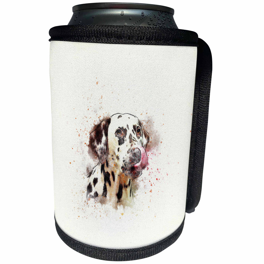 3dRose Uta Naumann Watercolor Illustration Animal - Trendy Cute Animal Dog Watercolor Illustration-Dalmatian - Can Cooler Bottle Wrap (cc_272932)