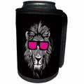 3dRose Uta Naumann Watercolor Illustration Animal - Trendy African Wildlife Lion Animal Portrait Style Black Pink - Can Cooler Bottle Wrap (cc_272940)