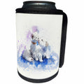 3dRose Uta Naumann Watercolor Illustration Animal - Trendy Cute White Fluffy Animal White Cat Dog Watercolor Illustration - Can Cooler Bottle Wrap (cc_272946)