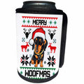 3dRose Carsten Reisinger - Illustrations - Merry Woofmas Dachshund Doxie Wiener Dog Christmas Gift - Can Cooler Bottle Wrap (cc_272951)