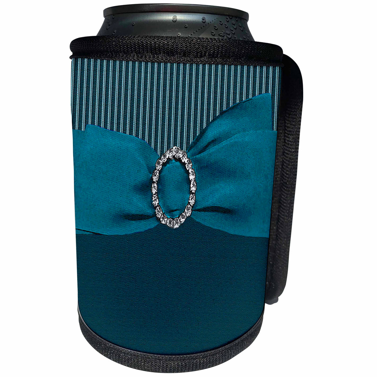 3dRose Beverly Turner Satin Ribbon Design - Aqua Ribbon - Can Cooler Bottle Wrap (cc_27297)