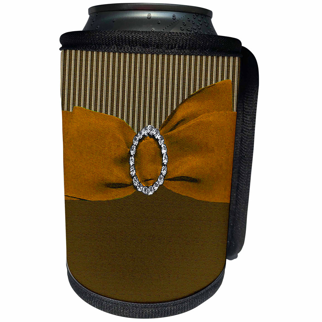 3dRose Beverly Turner Satin Ribbon Design - Caramel Ribbon - Can Cooler Bottle Wrap (cc_27298)