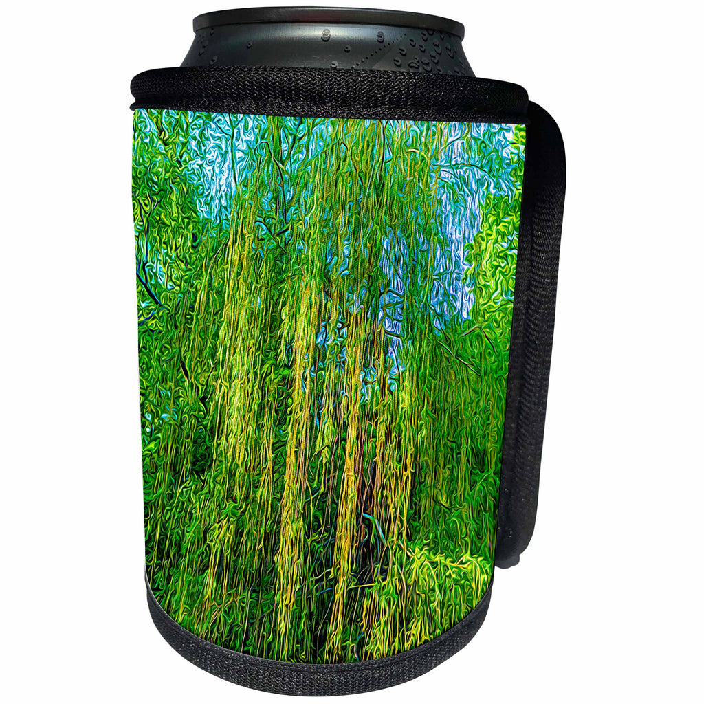 3dRose Alexis Photo-Art - Seasons-Spring - Sunlit branches of a willow tree in the evening - Can Cooler Bottle Wrap (cc_273002)