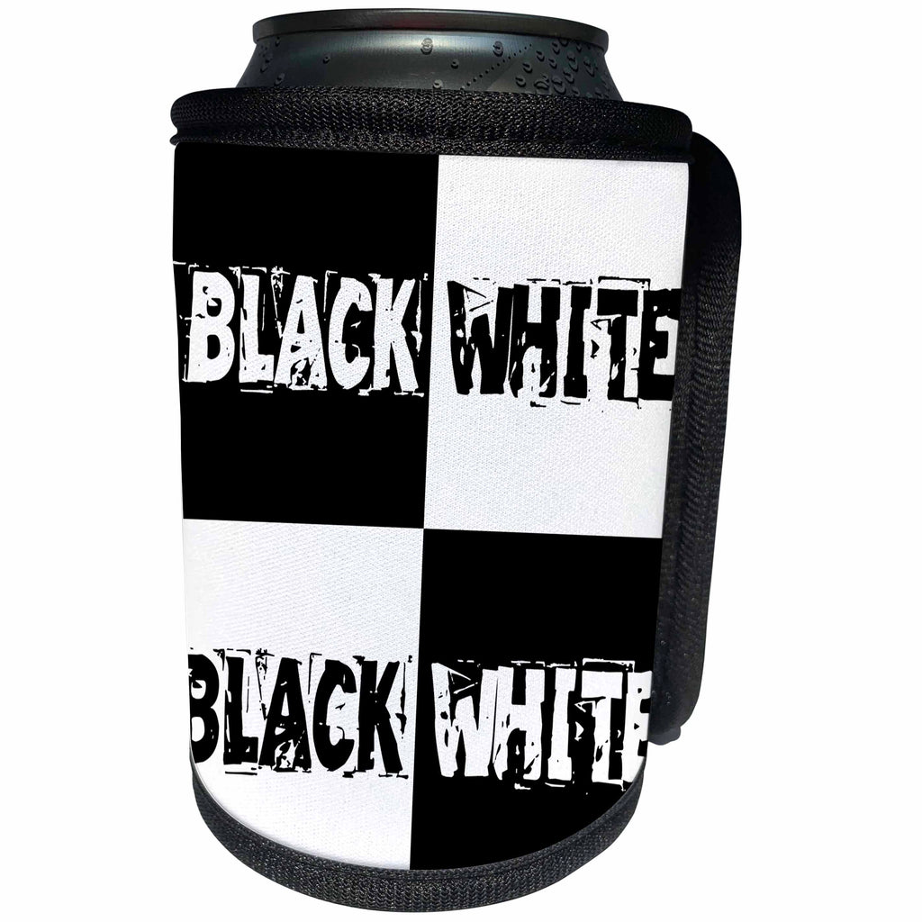 3dRose Alexis Design - Conceptual - Black and white squares, principle of relativity - Can Cooler Bottle Wrap (cc_273051)