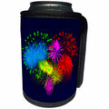 3dRose Alexis Design - Love - Colorful fireworks in the shape of a heart on dark blue - Can Cooler Bottle Wrap (cc_273052)