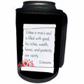 3dRose Alexis Design - Quotes Religion - Ecclesiastes - Unless a mans soul is filled with good - on black - Can Cooler Bottle Wrap (cc_273087)