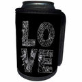 3dRose Alexis Design - Love - LOVE unique Decorative black text on white - Can Cooler Bottle Wrap (cc_273094)