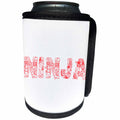 3dRose Alexis Design - Conceptual - NINJA unique Decorative text in line - red on white - Can Cooler Bottle Wrap (cc_273096)
