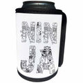 3dRose Alexis Design - Conceptual - NINJA unique Decorative text in two lines - black on white - Can Cooler Bottle Wrap (cc_273098)
