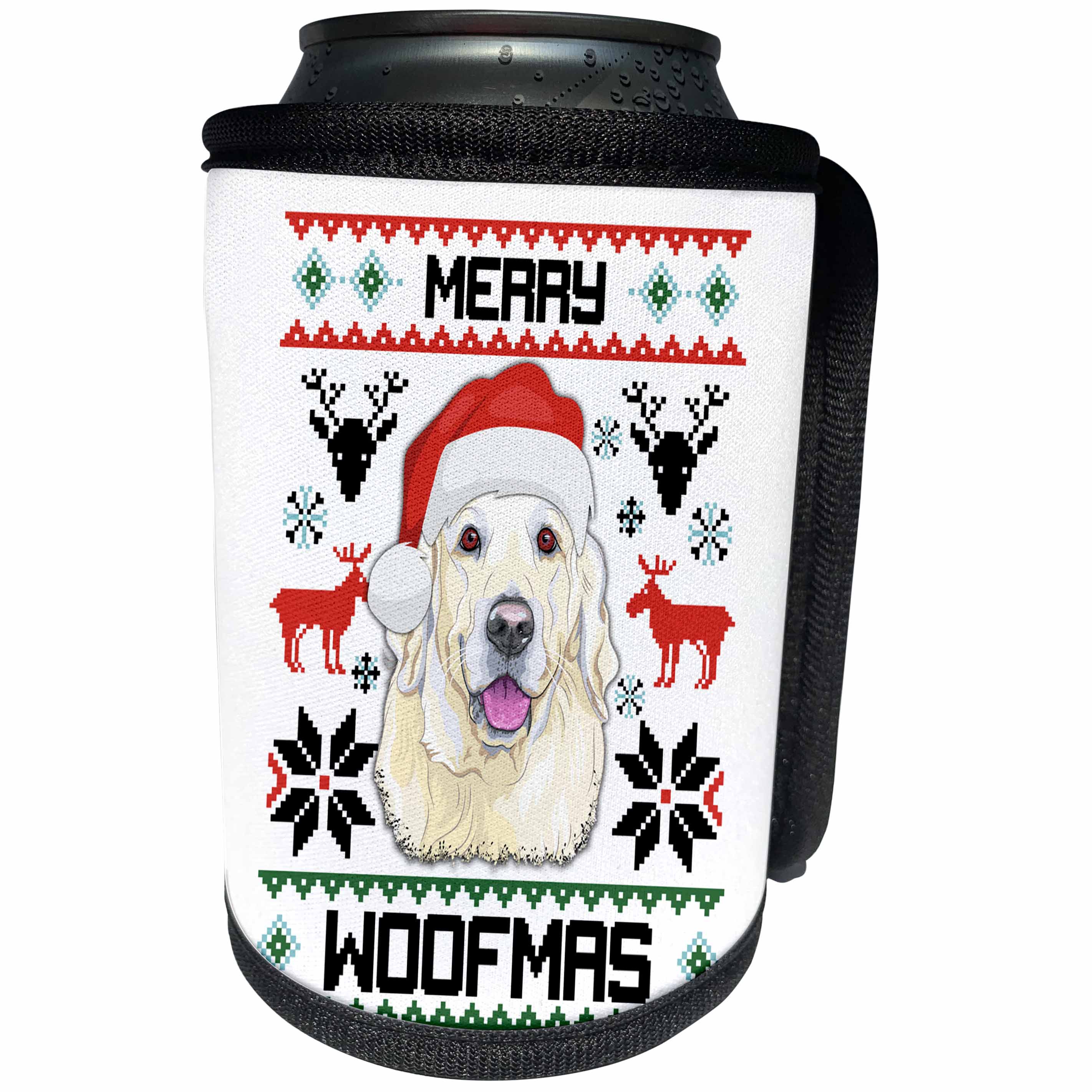 3dRose Carsten Reisinger - Illustrations - Merry Woofmas Labrador Retriever Dog Christmas Gift - Can Cooler Bottle Wrap (cc_273107)