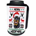 3dRose Carsten Reisinger - Illustrations - Merry Woofmas Rottweiler Dog Christmas Gift - Can Cooler Bottle Wrap (cc_273110)