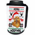 3dRose Carsten Reisinger - Illustrations - Merry Woofmas Small Pomeranian Dog Christmas Gift - Can Cooler Bottle Wrap (cc_273113)