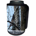 3dRose Beverly Turner Christmas Design and Photography - Cute Bluejay in Tree Merry Christmas - Can Cooler Bottle Wrap (cc_27314)