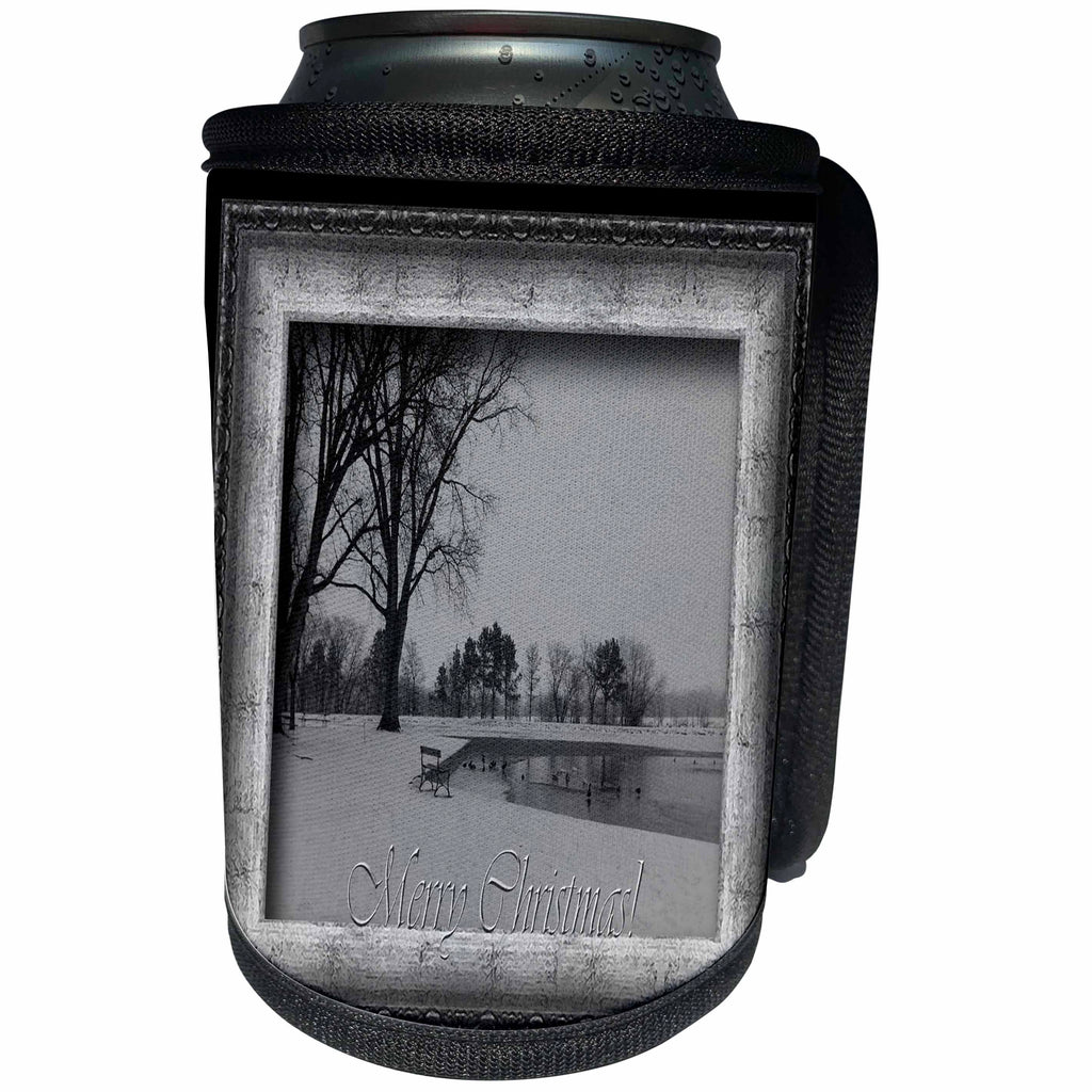 3dRose Beverly Turner Christmas Design and Photography - Winter Park Merry Christmas - Can Cooler Bottle Wrap (cc_27321)