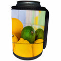 3dRose Alexis Photography - Food Lemon - Yellow lemons and green lime fruits in a glass bowl - Can Cooler Bottle Wrap (cc_273228)