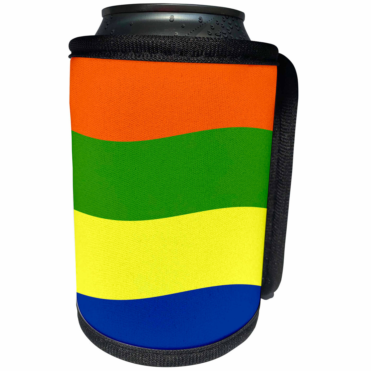3dRose Alexis Design - Texture - Four waves of blue, yellow, green and orange color - Can Cooler Bottle Wrap (cc_273246)