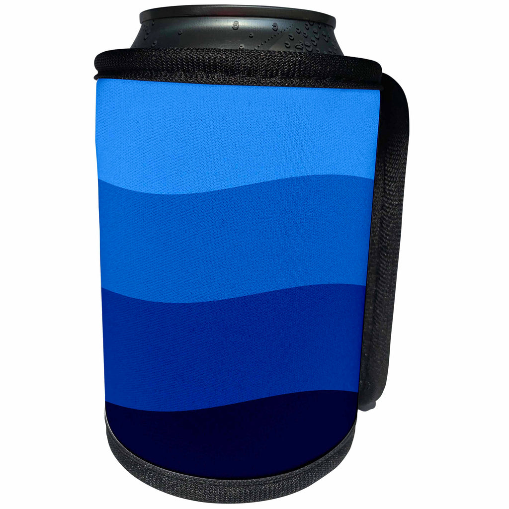 3dRose Alexis Design - Texture - Four waves of blue color - Can Cooler Bottle Wrap (cc_273249)