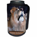 3dRose Beverly Turner Birthday Photography - Lion Happy Birthday - Can Cooler Bottle Wrap (cc_27326)