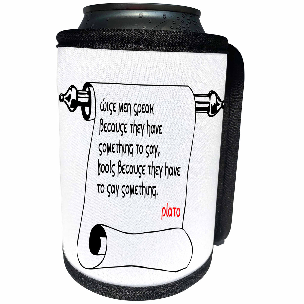 3dRose Alexis Design - Quotes Plato - Quotes - Plato - Wise men speak because - Can Cooler Bottle Wrap (cc_273261)