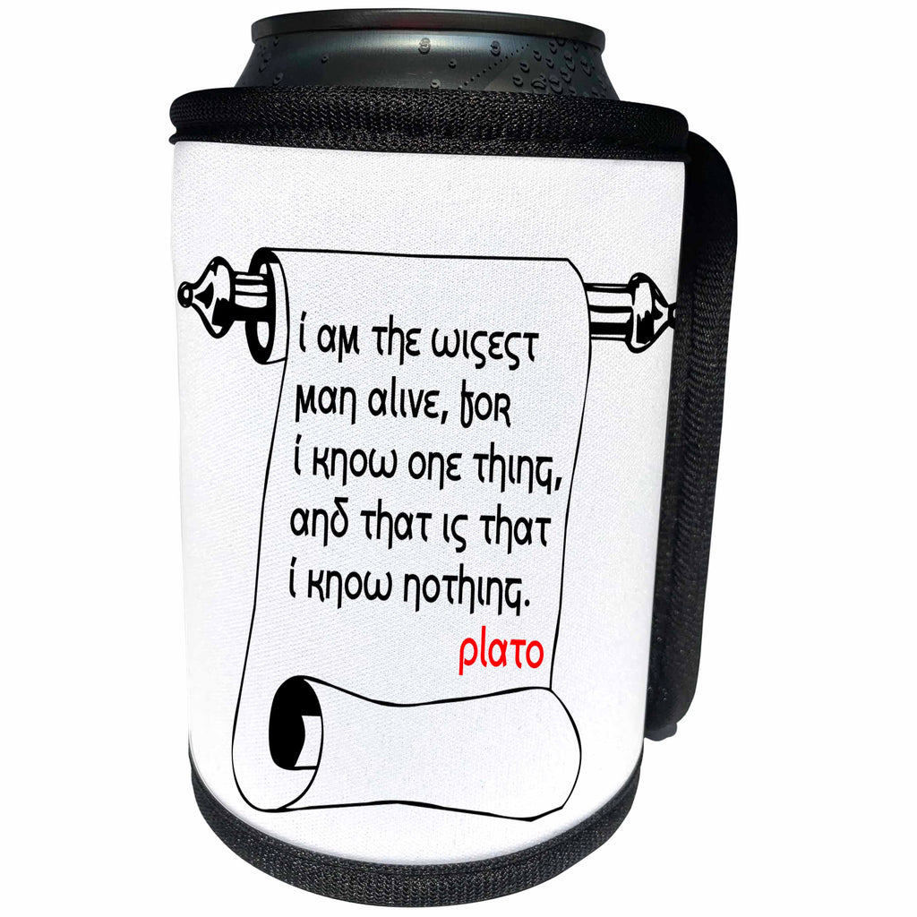 3dRose Alexis Design - Quotes Plato - Quotes - Plato - I am the wisest man alive - Can Cooler Bottle Wrap (cc_273263)