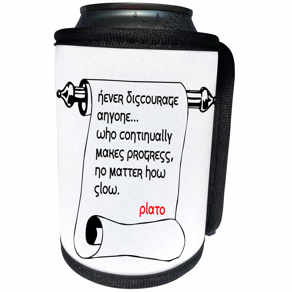 3dRose Alexis Design - Quotes Plato - Quotes - Plato - Never discourage anyone - Can Cooler Bottle Wrap (cc_273264)