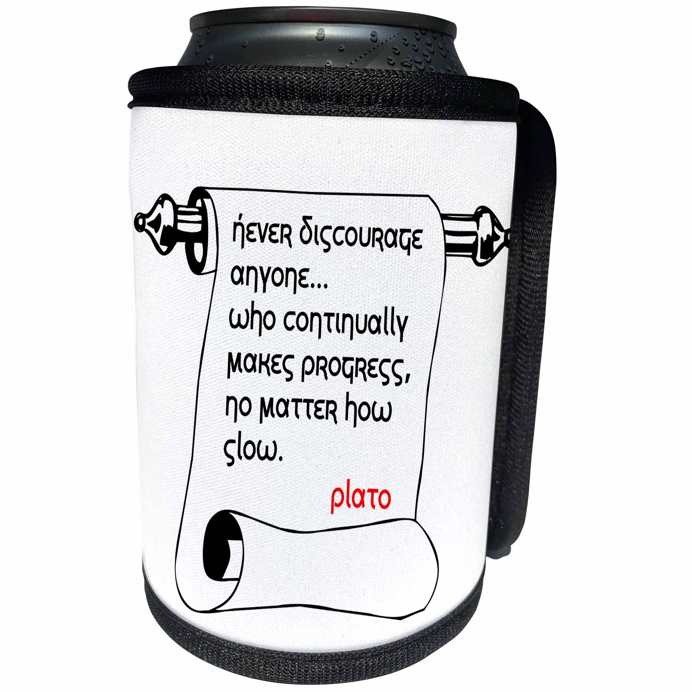 3dRose Alexis Design - Quotes Plato - Quotes - Plato - Never discourage anyone - Can Cooler Bottle Wrap (cc_273264)