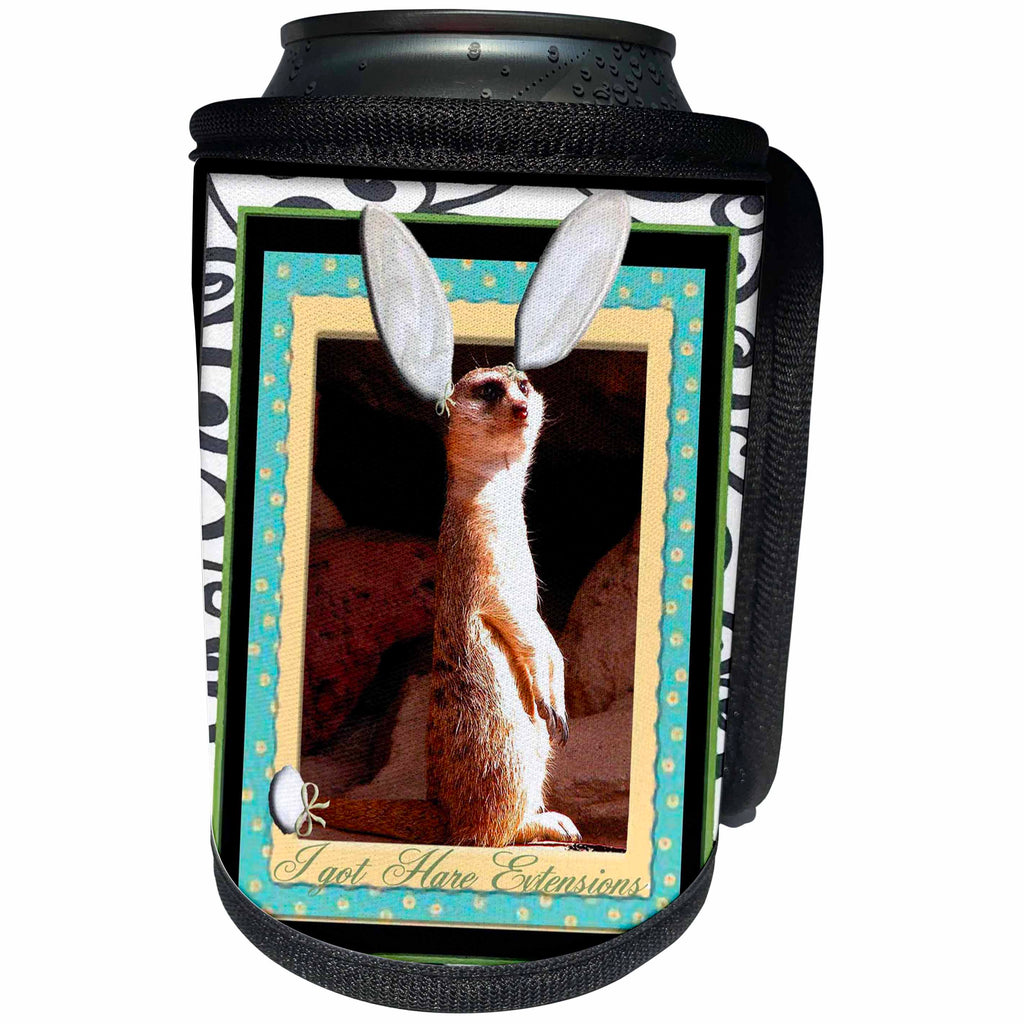 3dRose Beverly Turner Design and Photography - I Got Hare Extensions Meerkat - Can Cooler Bottle Wrap (cc_27327)