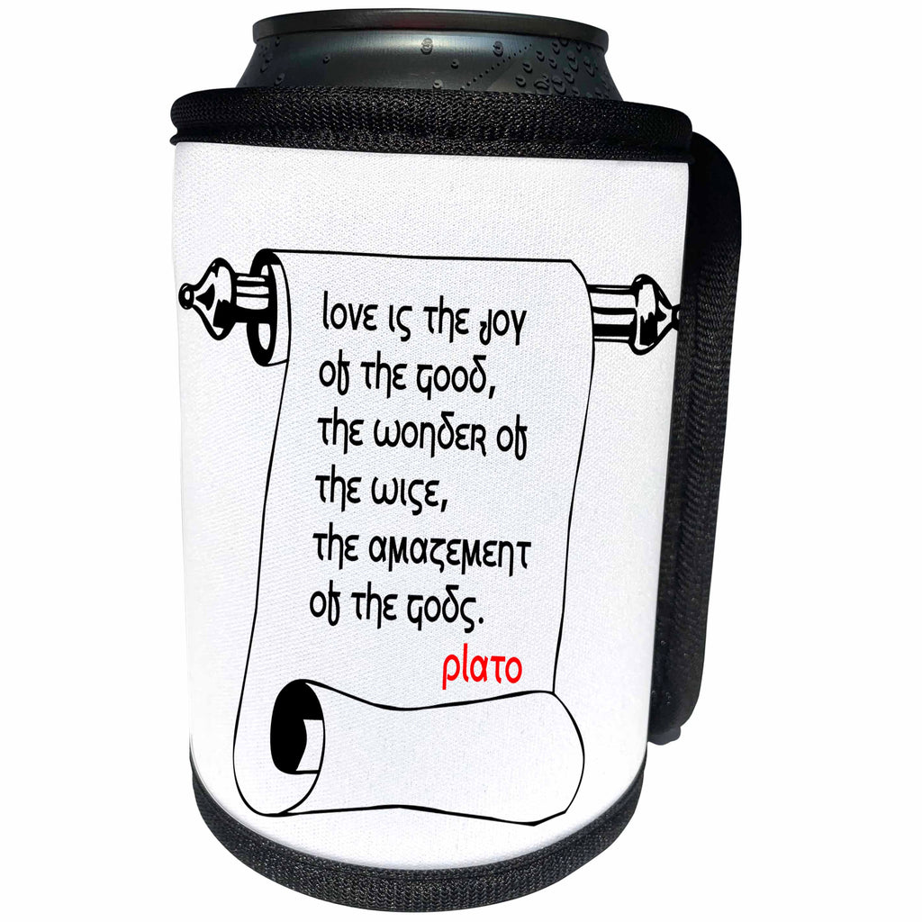 3dRose Alexis Design - Quotes Plato - Quotes - Plato - Love is the joy - Can Cooler Bottle Wrap (cc_273270)