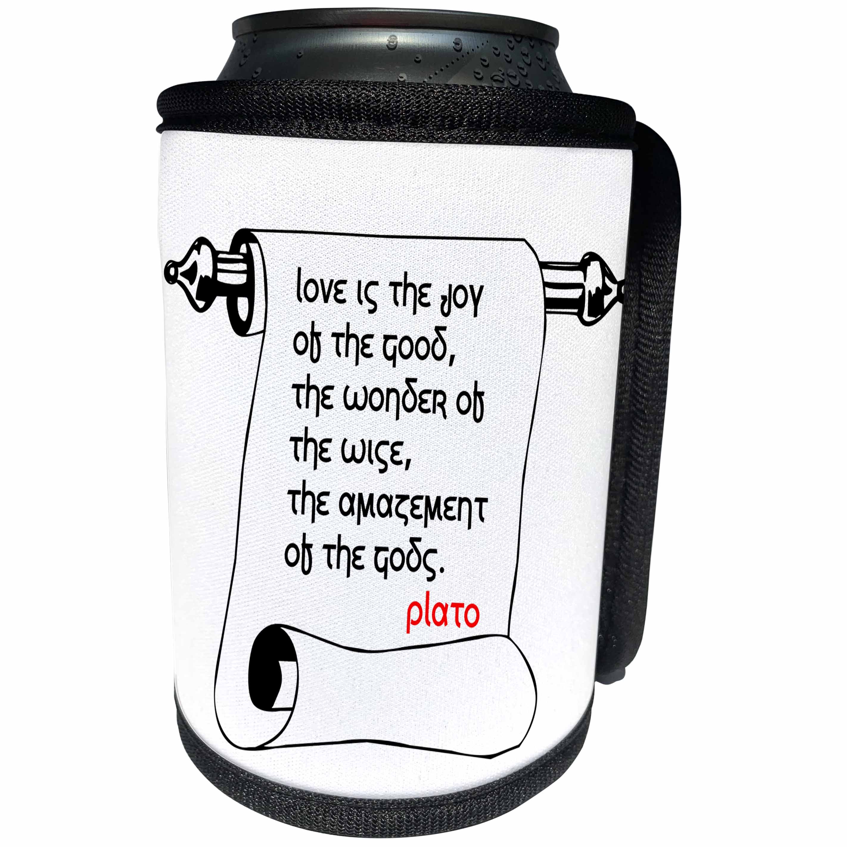 3dRose Alexis Design - Quotes Plato - Quotes - Plato - Love is the joy - Can Cooler Bottle Wrap (cc_273270)